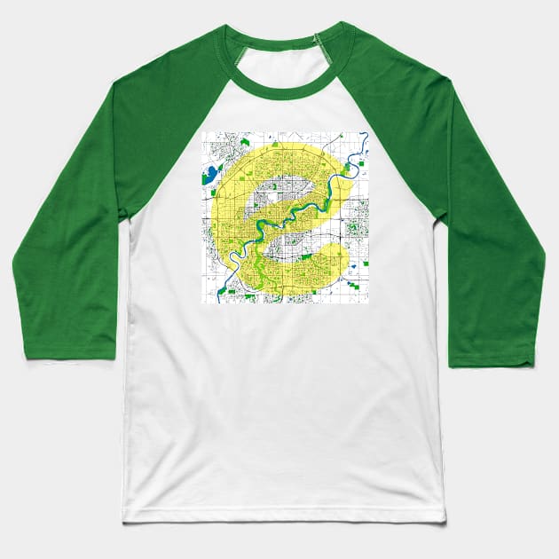 Edmonton Street, River and Park Map Baseball T-Shirt by Edmonton River